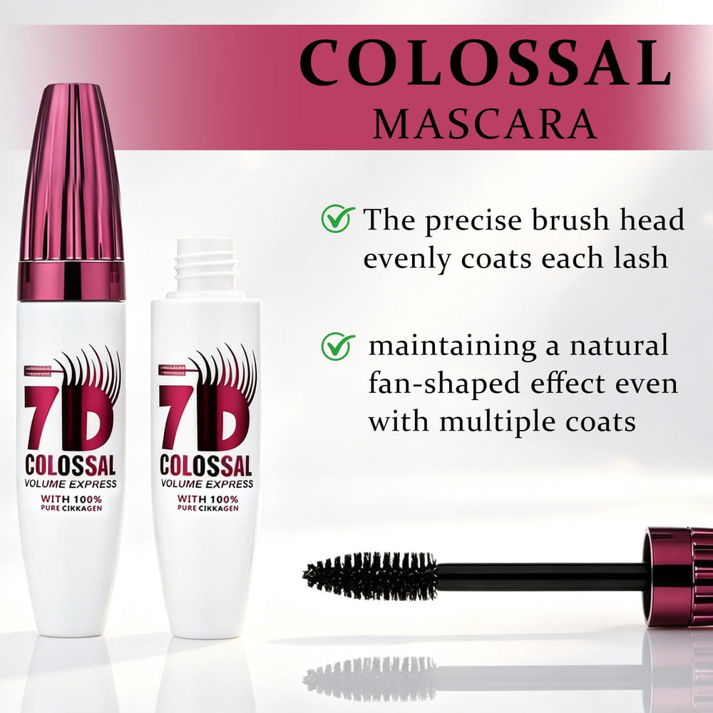 Generic 7D mascara applied on lashes delivering visible curl and lift