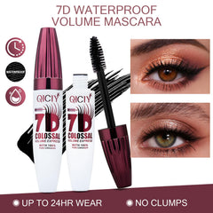 Generic 7D mascara wand close-up showing olive-shaped brush for precise coating and separation