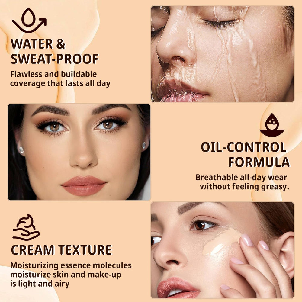 Generic foundation blended with brush on skin, showing smooth coverage