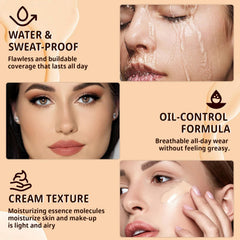 Generic foundation blended with brush on skin, showing smooth coverage