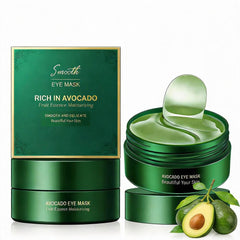 Generic front packaging showing 120 avocado eye patches and benefits