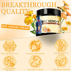 Generic bee venom cream applied to knee demonstrating easy massage-in application and mobility support