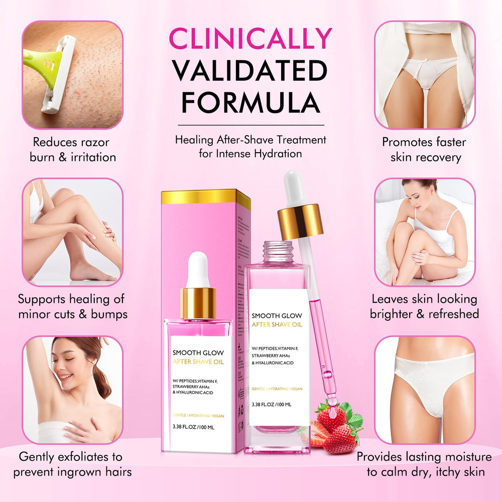 Generic model applying oil to bikini area soothing irritation