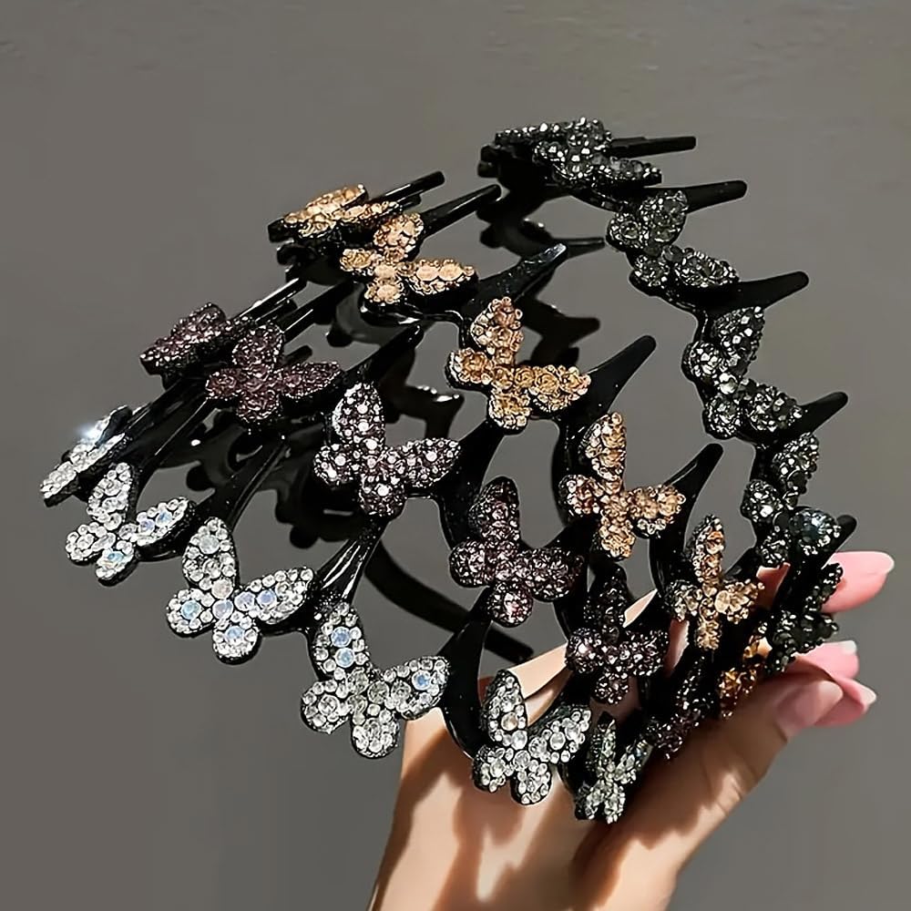 Generic butterfly headband styled at wedding showing refined sparkle and outfit-enhancement benefit