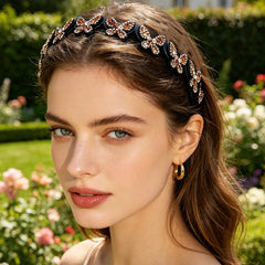Generic butterfly headband side profile on model showing comfortable fit and style benefit