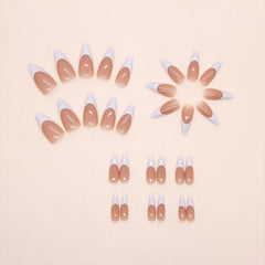 Generic brand close-up of glossy white French tip showing smooth finish and photogenic shine