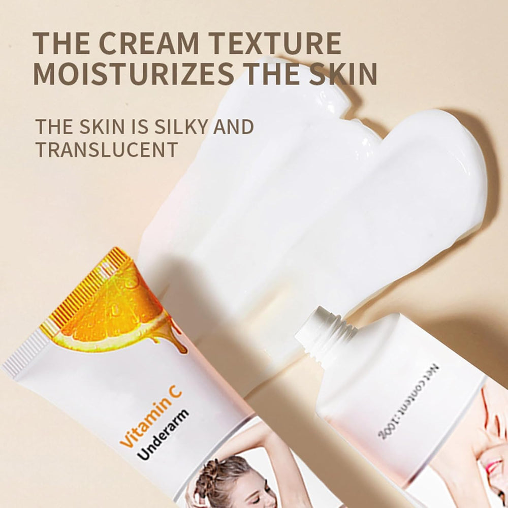 Generic crema blanqueadora applied to underarm demonstrating gentle hydration