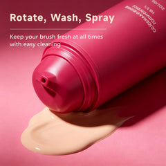 Generic foundation applied with sponge showing seamless blend and natural look benefit