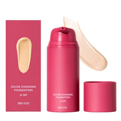 Generic foundation front bottle showing packaging and shade-match benefit