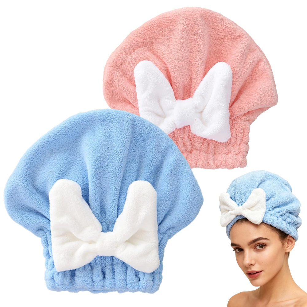 Generic brand front view of two-color towel pack showing quick-dry benefit