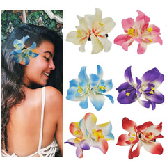 Generic fabric flower clip front view showing colors and wearable benefit