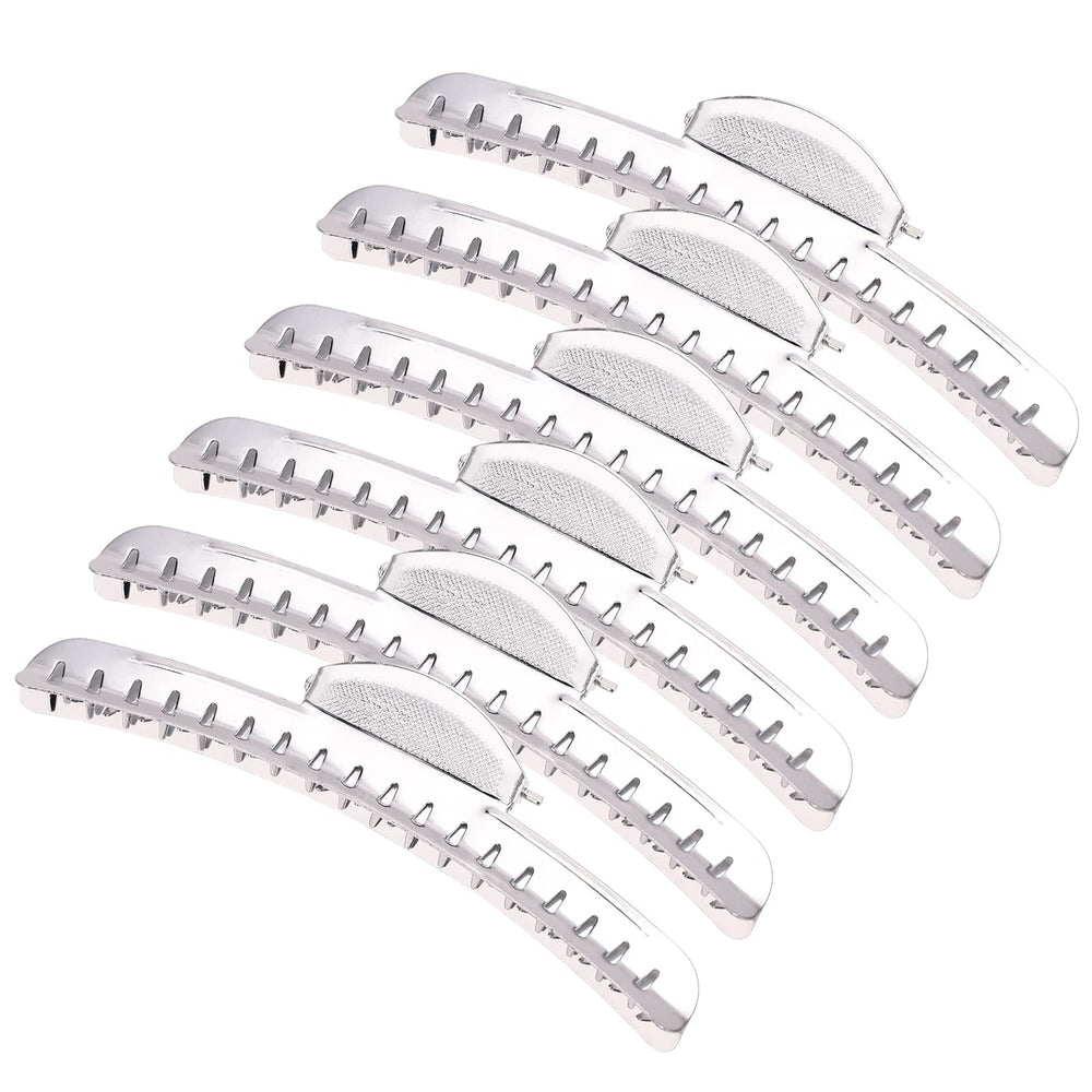Generic front view of 12 silver metal wave clips showing compact pack and durable look
