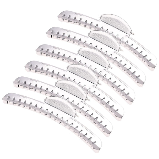 Generic front view of 12 silver metal wave clips showing compact pack and durable look