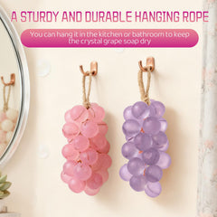 Generic grape soap hanging on rope to keep bar dry and accessible