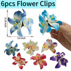 Generic model wearing flower clip behind ear showing beach-ready style benefit