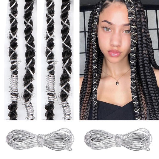 Generic brand front packaging showing two silver hair strings with length benefit