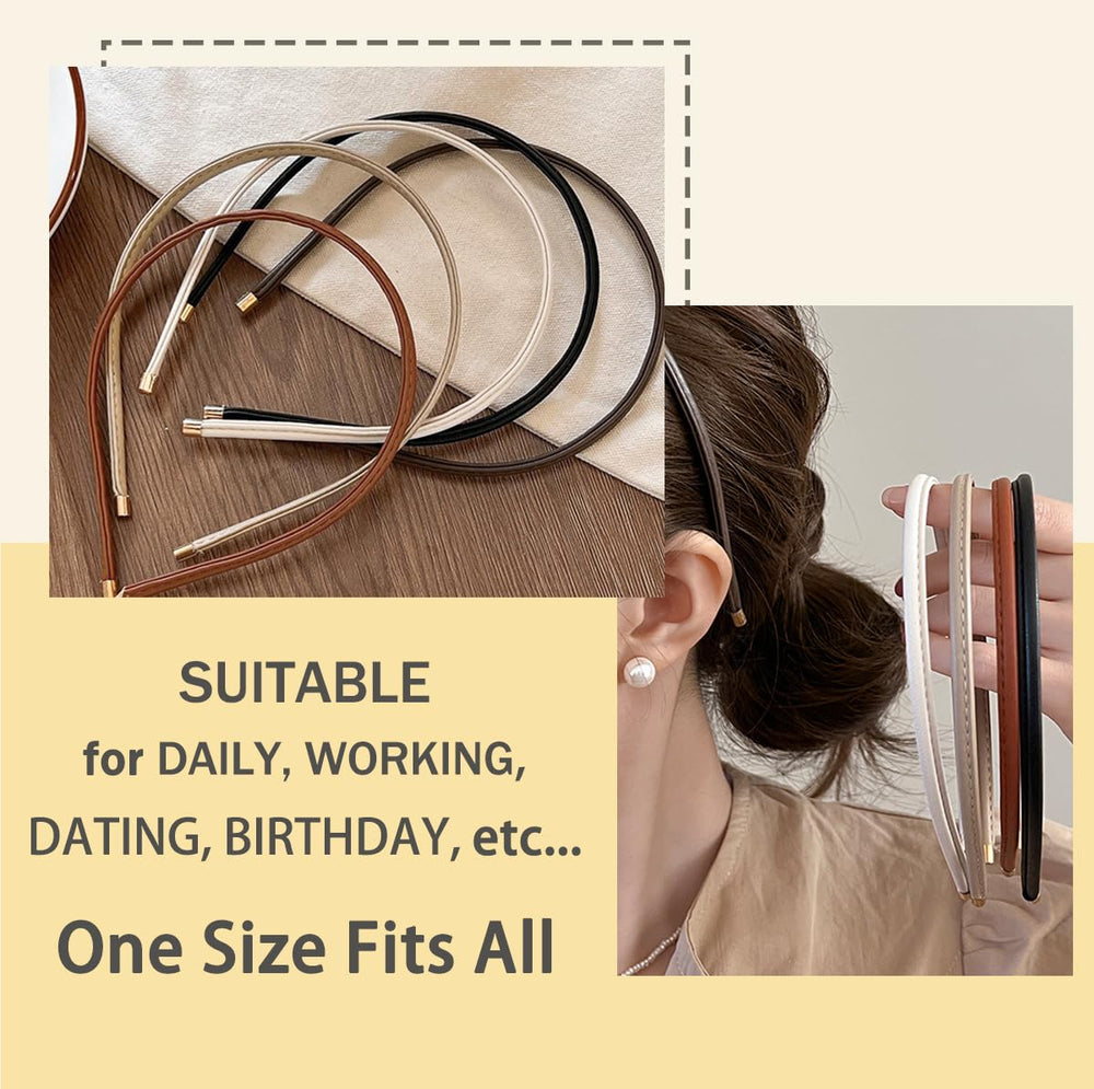 Generic headbands color palette laid flat displaying beige brown black white tan matching outfits