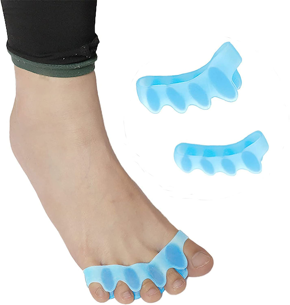Generic brand gel toe separators front packaging showing three pairs and blue color for comfort