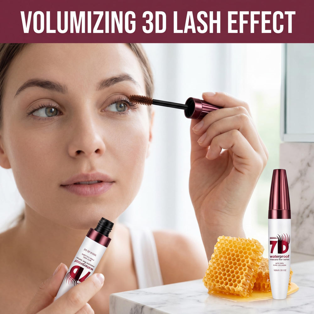 Generic before and after lashes showing visible length and lifted wide-eyed effect
