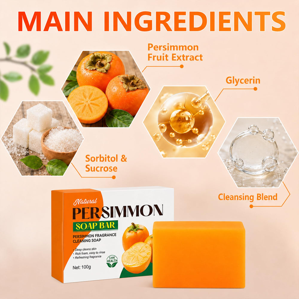 Generic persimmon soap close-up texture, creamy lathering for moisturizing cleanse