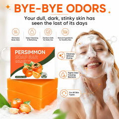 Generic persimmon soap close-up texture highlights natural glycerin and smooth lather