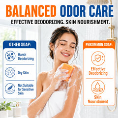 Generic persimmon soap in elderly bathroom scene, suitable gentle care for seniors