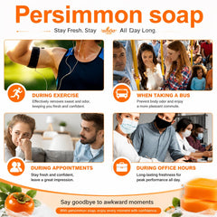 Generic persimmon soap on bathroom counter with towel conveying daily routine