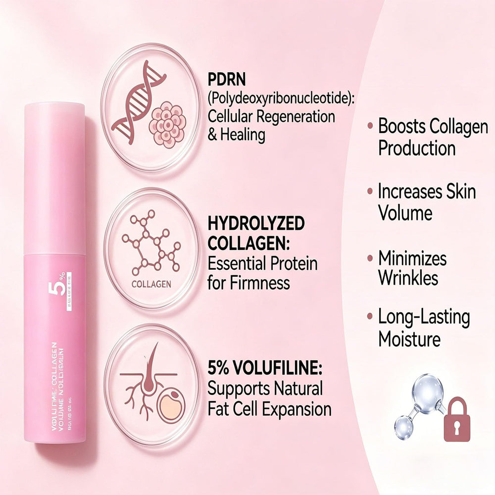 Generic pink collagen stick in hand scale shows portable size for on-the-go hydration