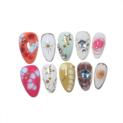 Generic front packaging showing 10pcs press-on nails and included tools for instant manicure