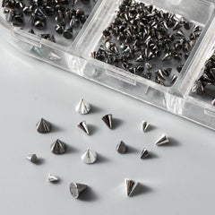 Generic scale comparison of studs on a fingertip showing size options and fit