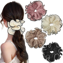 Generic brand scrunchies front packaging showing four pieces and colors, great for gifting