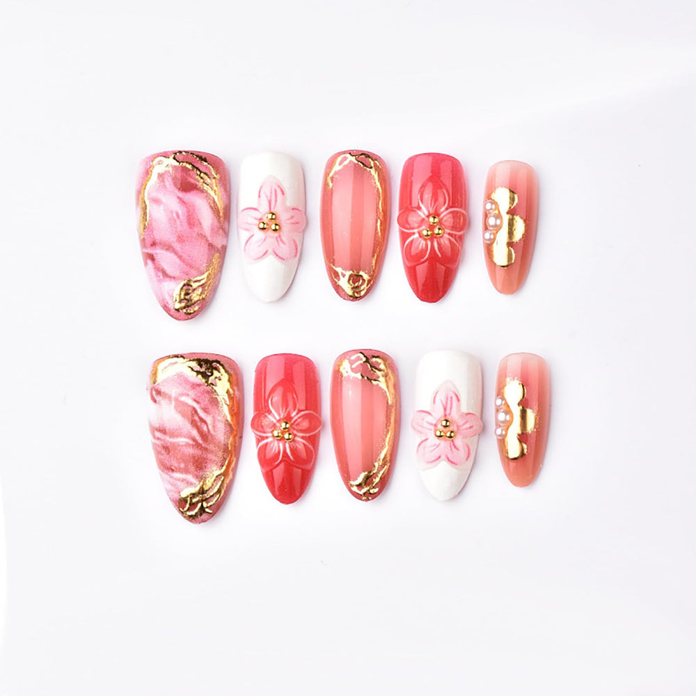 Generic side profile of almond-shaped press-on nail, smooth comfortable fit
