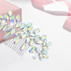 Generic brand comb positioned near veil edge to preserve veil and accent hair