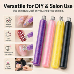 Generic size comparison next to a coin showing scale and portability of the nail tools