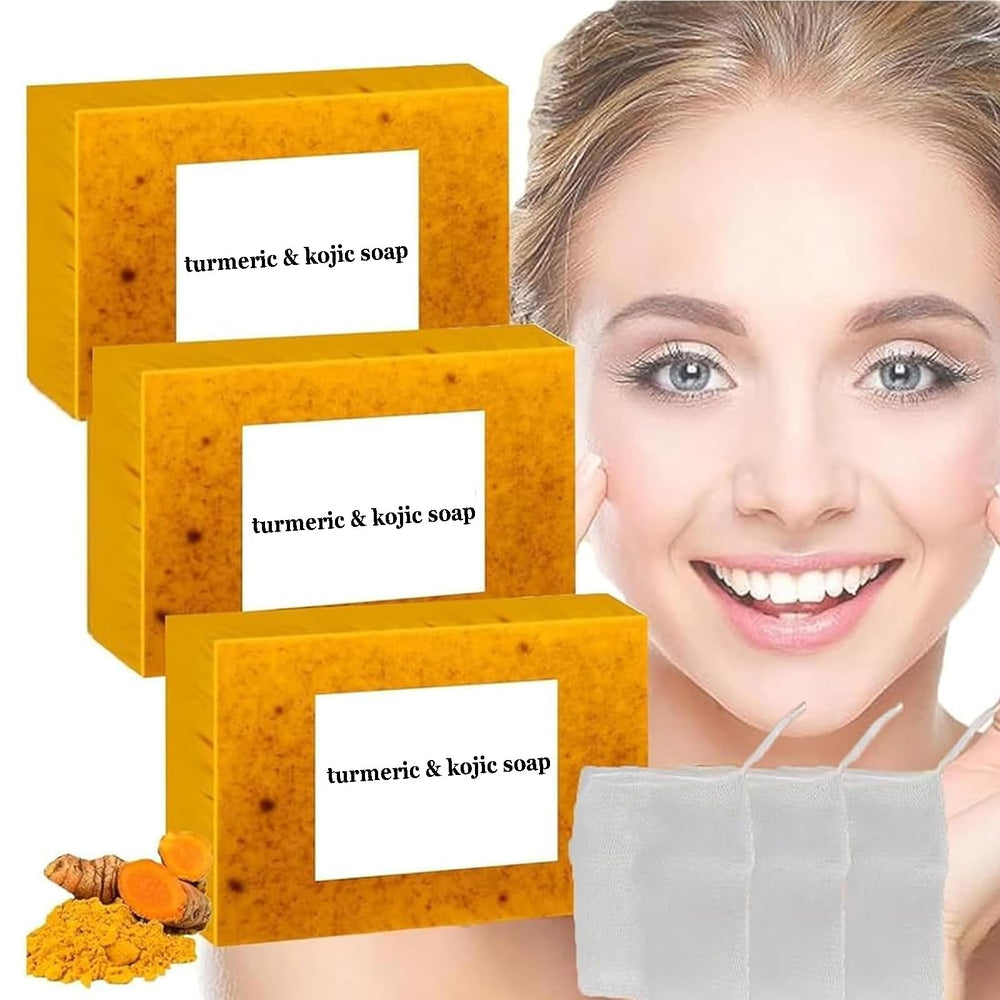 Generic lemon turmeric kojic soap front packaging showing product and benefits