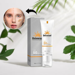 Generic sunscreen after application displaying matte, even finish and makeup-friendly benefit