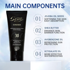 Generic sunscreen application on melanin-rich skin showing invisible no white cast