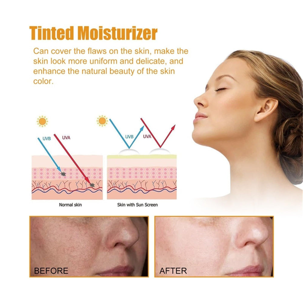 Generic sunscreen applied on model outdoors showing natural finish and UV defense benefit