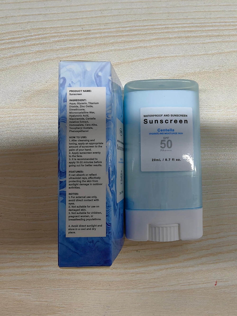 Generic suncream stick under makeup demonstrating non-greasy finish