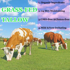 Generic tallow cream open jar with creamy texture swipe demonstrating quick absorption benefit