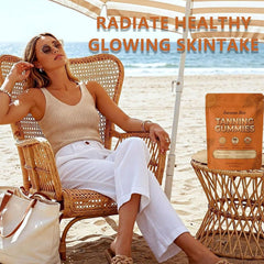 Generic tanning gummies close-up tablets showing texture and chewable form benefit