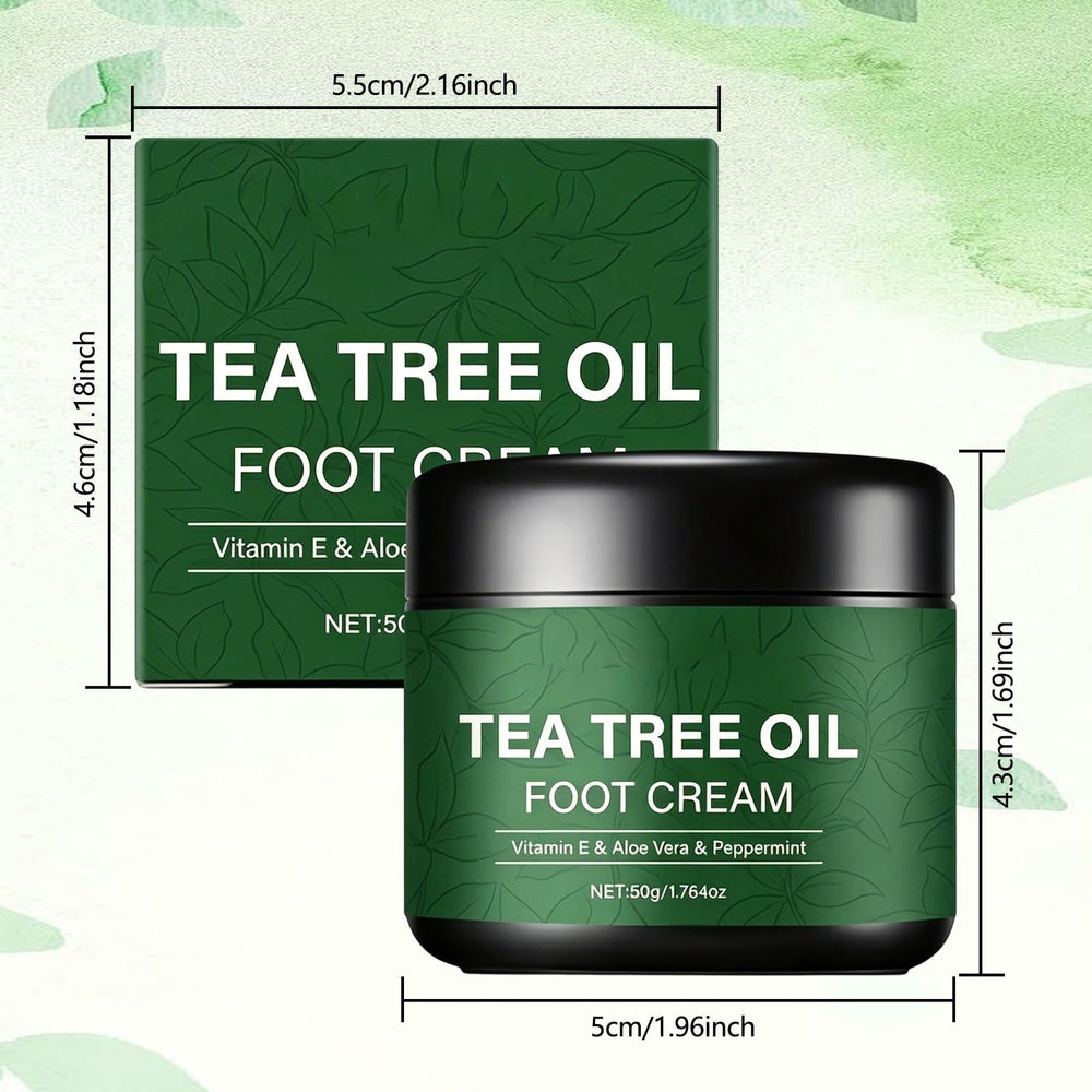 Generic tea tree foot cream compact tubes inside a travel toiletry bag