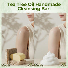 Generic tea tree soap used on face demonstrating gentle cleansing and makeup removal