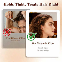 Generic clip on fine hair, showing gentle hold without dents