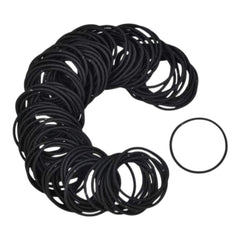 Generic hair ties spread on bathroom vanity, convenient everyday access