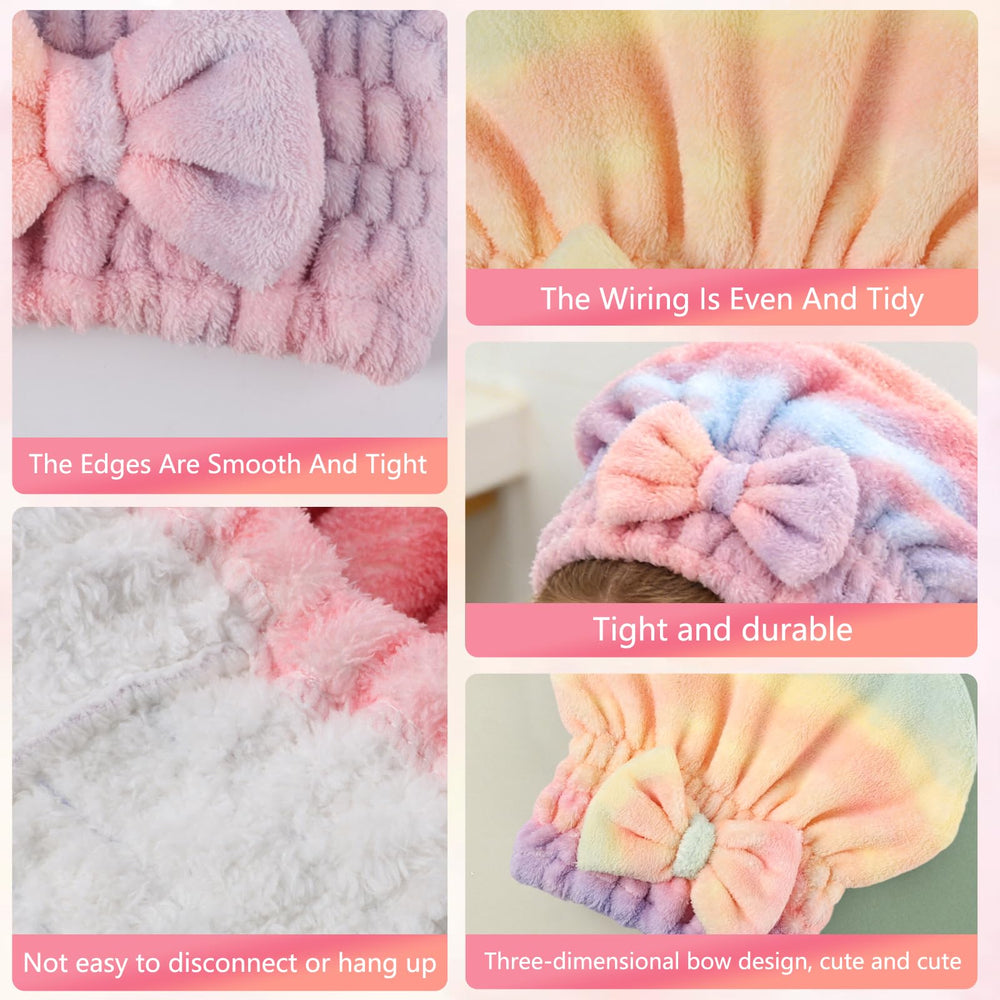 Generic towel wrap in use after shower showing hands-free drying benefit
