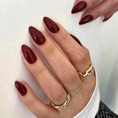 Generic brand wine red front packaging showing all 24 nails and accessories, stylish presentation