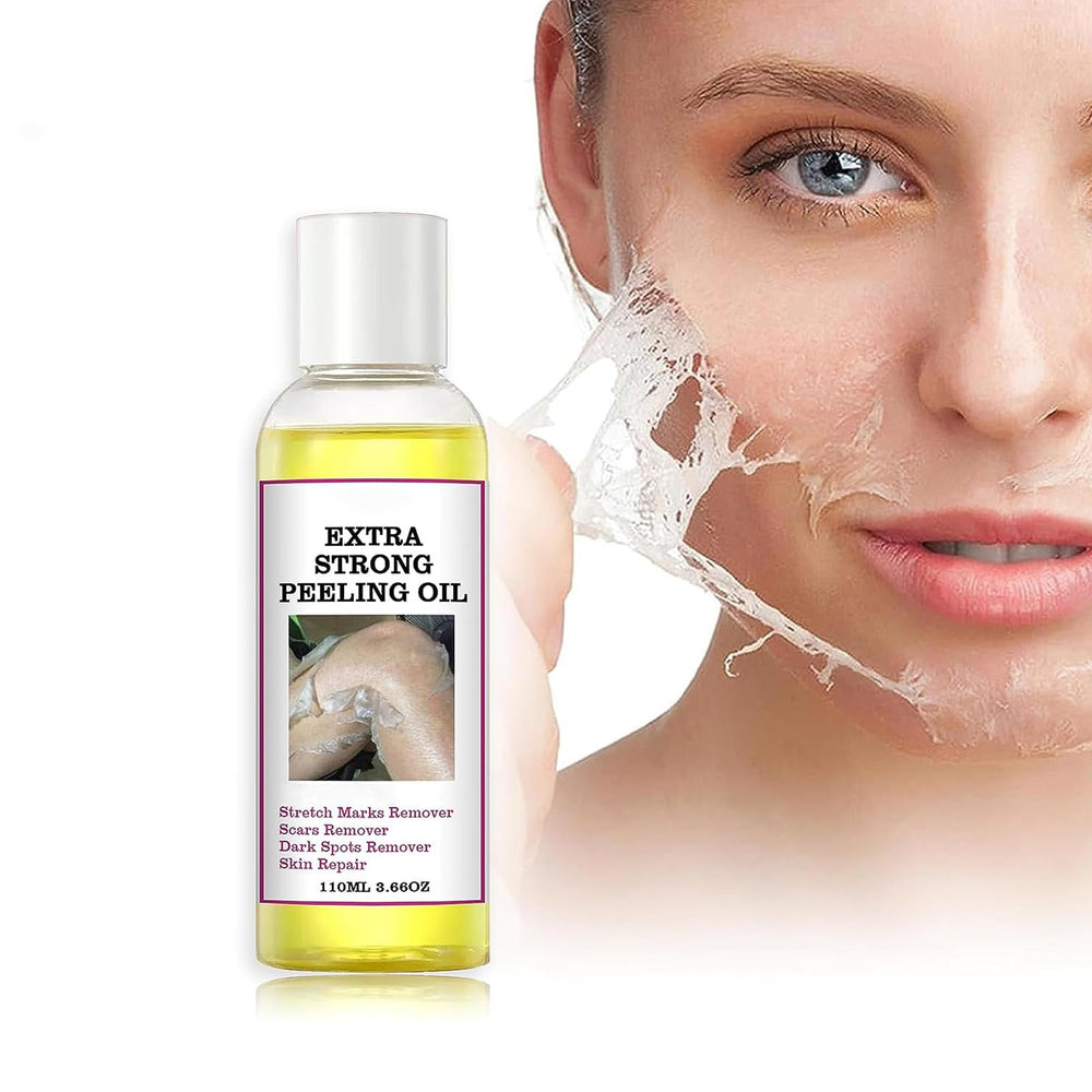 Generic peeling oil front bottle showing packaging and clear usage benefit