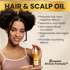 Genuine African Formula pouring a drop to demonstrate lightweight absorption and control