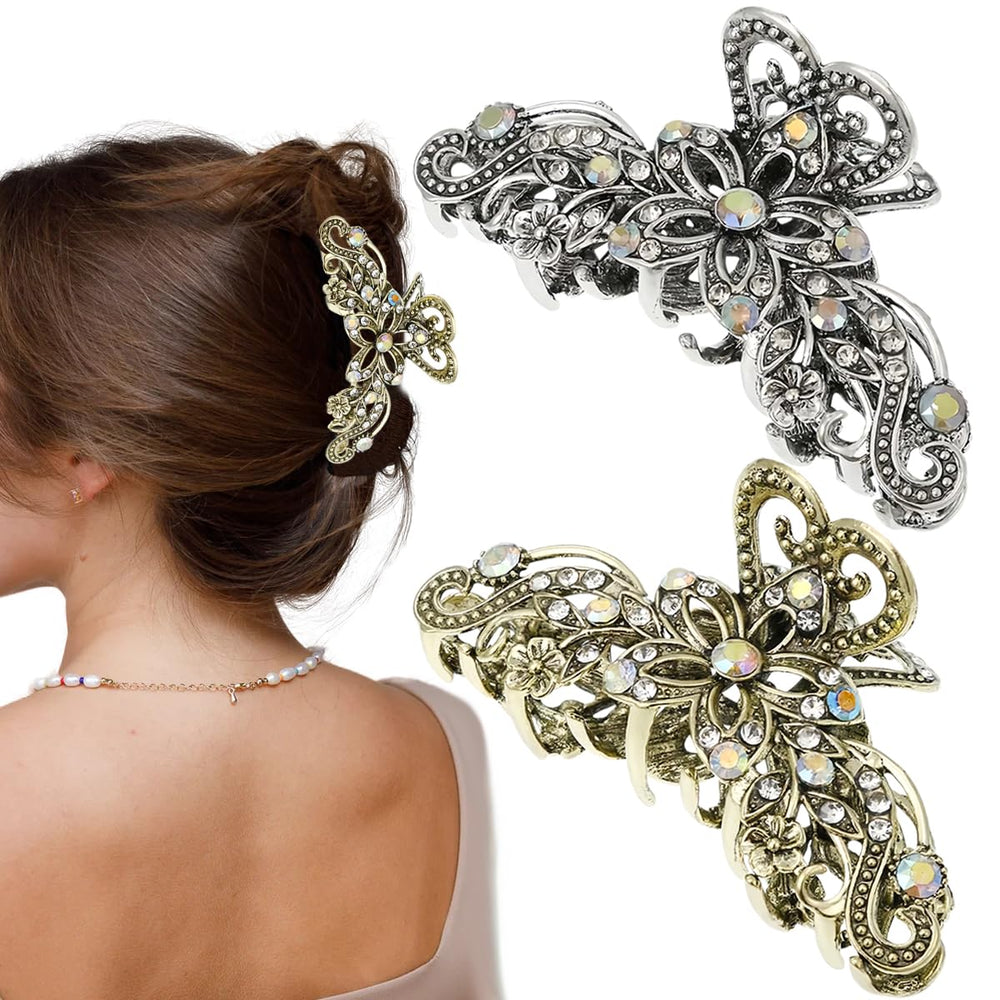 GeoGeoDIY front view showing two metal claw clips and sparkling finish benefits styling